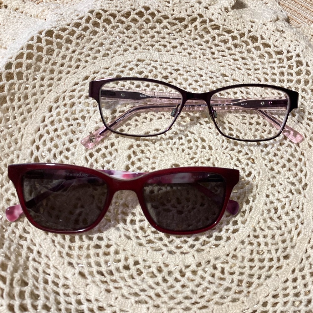 2 Pair Girls Eyewear Frames 1 plastic 1 Metal with Spring Hinges